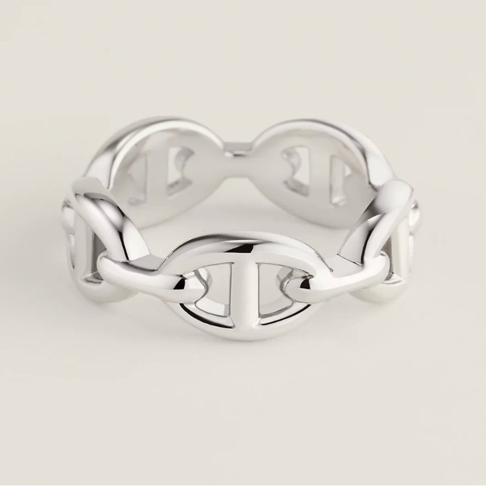 Hermes Silver Ring Chaine D'Ancre Size 54